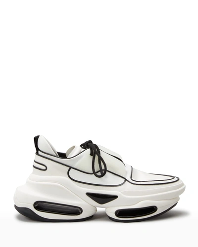 Shop Balmain Bbold Transparent-heel Bicolor Sneakers In Blanc Noir