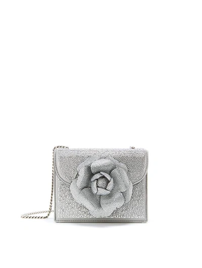 Oscar De La Renta Tro Crystal-embellished Leather Shoulder Bag In Silver