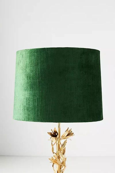 Shop Anthropologie Solid Velvet Lamp Shade By  In Green Size L
