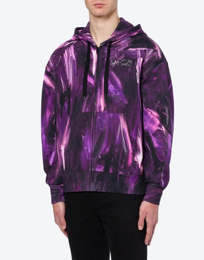Shop Moschino Painting Zip Sweatshirt In Purple