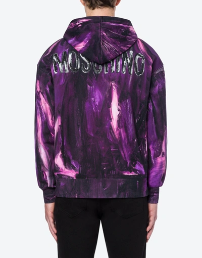 Shop Moschino Painting Zip Sweatshirt In Purple