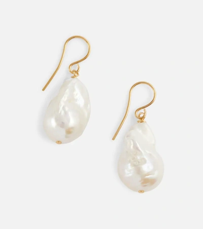 Shop Jil Sander Freshwater Pearl Earrings In 白色