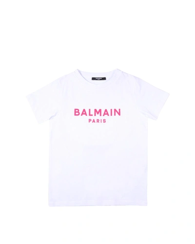 Shop Balmain Kids Logo Print T In White