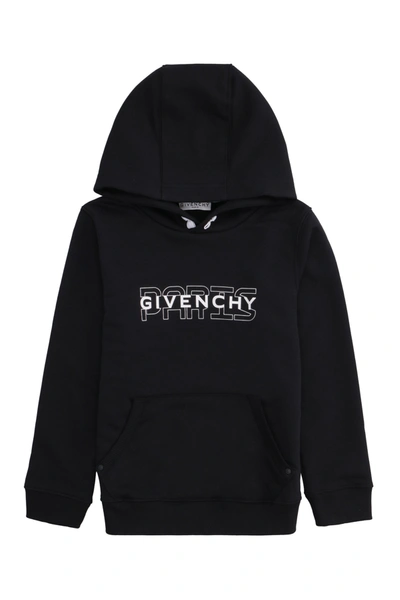 Shop Givenchy Kids Logo Print Hoodie In Black
