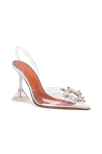 Shop Amina Muaddi Begum Glass Heel In Transparent