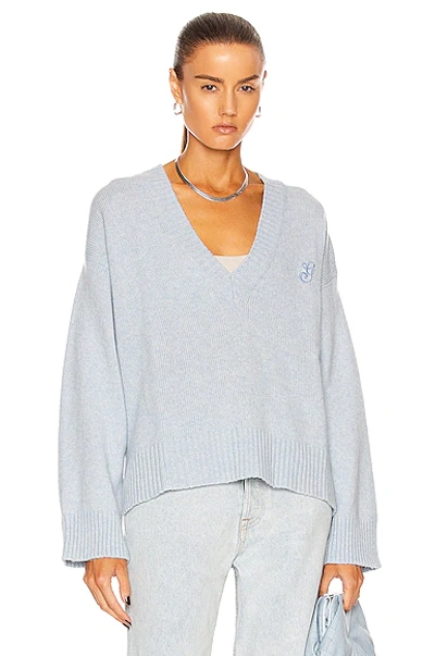 Shop Ganni Wool Mix Sweater In Airy Blue