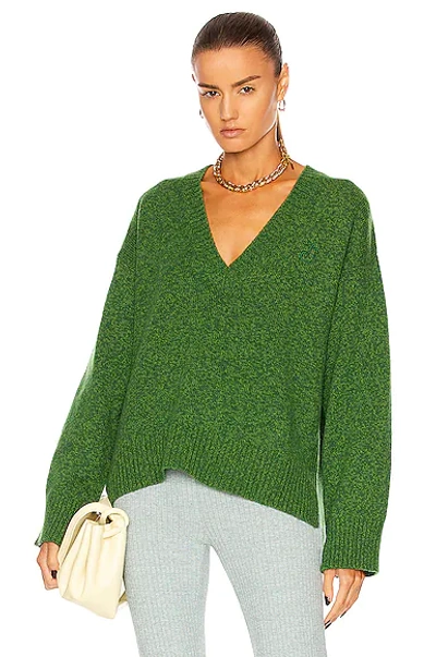Shop Ganni Wool Mix Sweater In Kelly Green