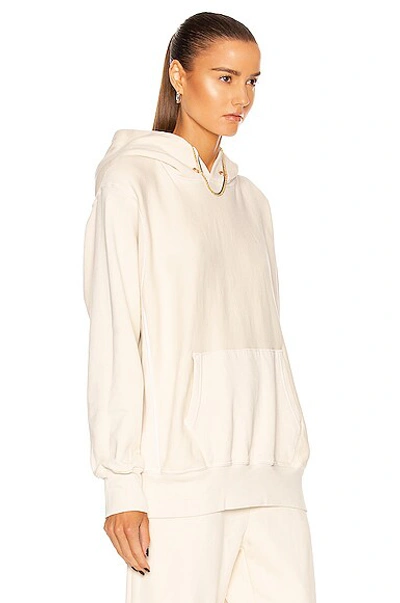 Shop Les Tien Copped Hoodie Sweatshirt In Ivory