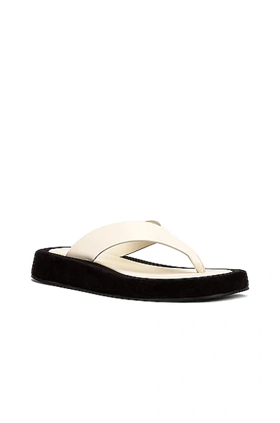The Row Ginza Two-tone Leather And Suede Platform Flip Flops In Natural & Black