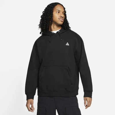 Shop Nike Acg Pullover Fleece Hoodie In Black,summit White