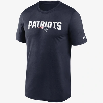 Nike Navy New England Patriots Primetime Wordmark Essential T-shirt In Blue