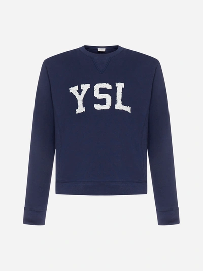 Shop Saint Laurent Ysl Logo Cotton Sweatshirt