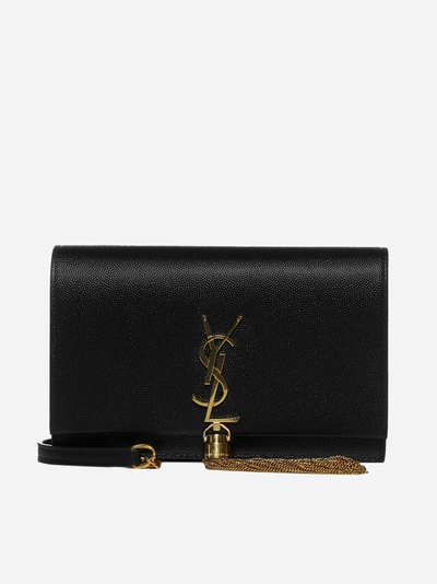 Shop Saint Laurent Ysl Logo Chain On Wallet Leather Bag