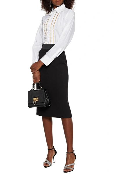 Shop Dolce & Gabbana Wool-crepe Pencil Skirt In Black
