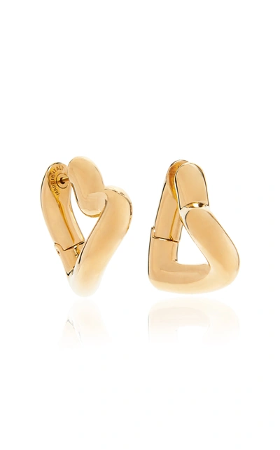 Shop Balenciaga Women's Loop Heart-shaped Gold-tone Hoop Earrings