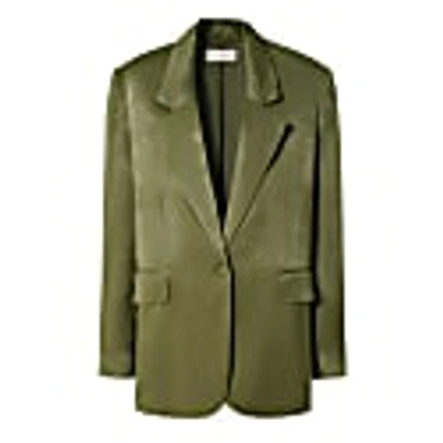 Aggi By Halewski Bellamy Satin Olive Branch Blazer In Branch