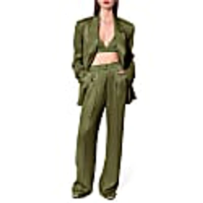 Aggi By Halewski Bellamy Satin Olive Branch Blazer In Branch