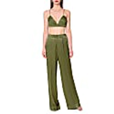 Aggi By Halewski Jessie Satin Olive Brach Trousers In Brach