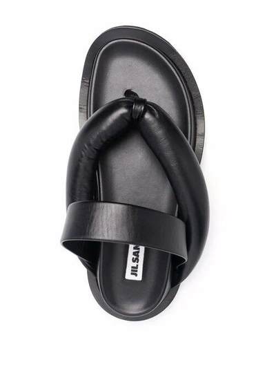 Shop Jil Sander Thong Sandals In Black