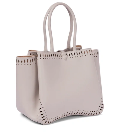 Shop Alaïa Angele Small 25 Leather Tote In Grey