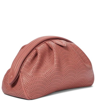 Shop Alaïa Samia 26 Laser-cut Leather Clutch In Pink