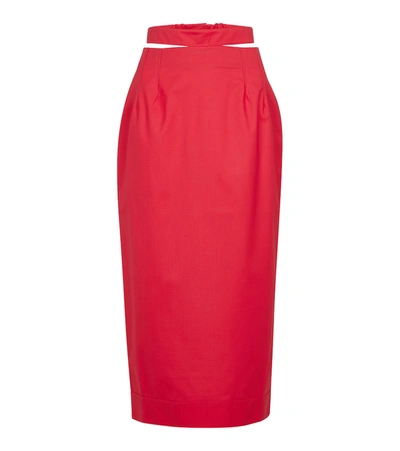 Shop Jacquemus La Jupe Valerie Virgin Wool Pencil Skirt In Red