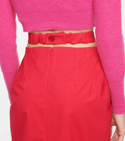 Shop Jacquemus La Jupe Valerie Virgin Wool Pencil Skirt In Red