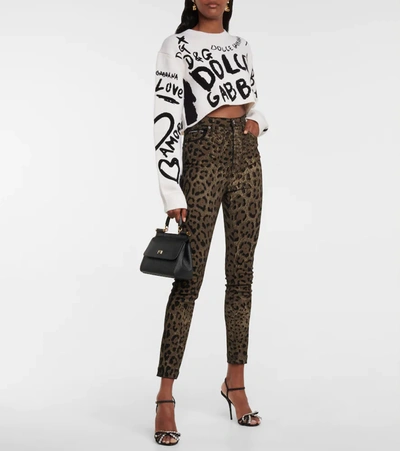 Shop Dolce & Gabbana Grace Leopard-print Skinny Jeans In Brown