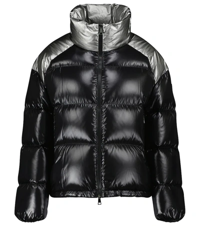 Moncler Cuscute Metallic Collar Down Puffer Jacket In Black