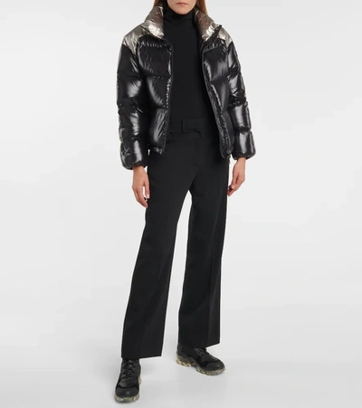 Moncler Cuscute Metallic Collar Down Puffer Jacket In Black