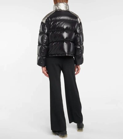 Moncler Cuscute Metallic Collar Down Puffer Jacket In Black