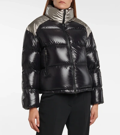 Moncler Cuscute Metallic Collar Down Puffer Jacket In Black