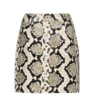 Shop Alessandra Rich Python-printed Leather Miniskirt In Brown