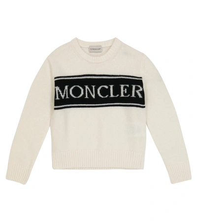 Shop Moncler Logo Intarsia Wool Knit Sweater In Black