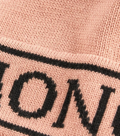 Shop Moncler Logo Wool Beanie In Pink