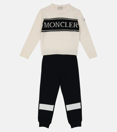 Shop Moncler Logo Intarsia Wool Knit Sweater In Black