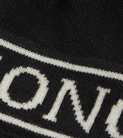 Shop Moncler Logo Wool Beanie In Black