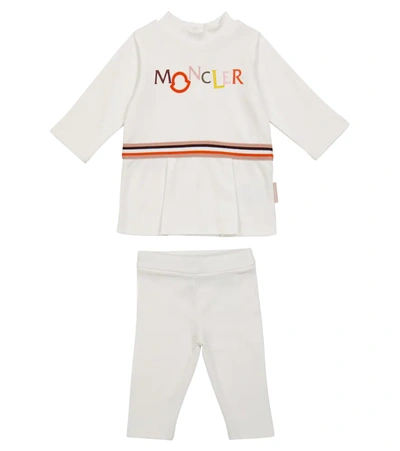 Shop Moncler Baby Cotton Top And Leggings Set In White