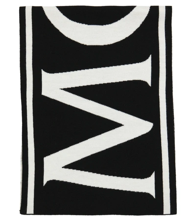 Shop Moncler Logo Virgin Wool Scarf In White