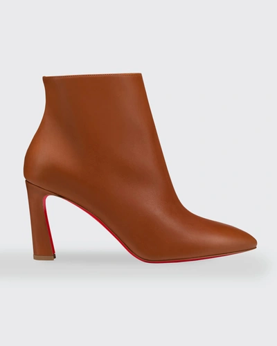 Shop Christian Louboutin So Eleonor Leather Red Sole Booties In Cuoio