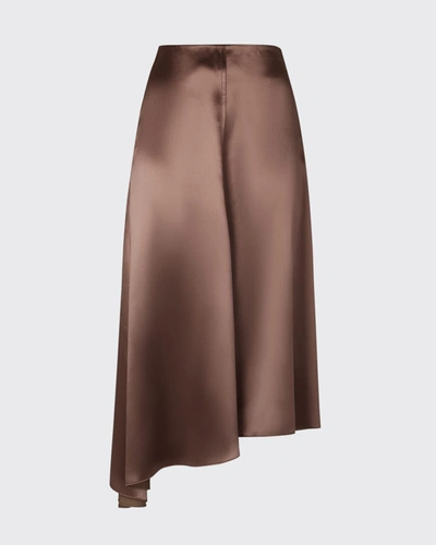 Shop Fendi Gonna Asymmetric Satin Midi Skirt In Taboo