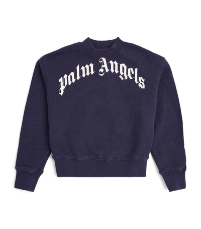 Shop Palm Angels Cotton Logo Sweatshirt (4-10 Years) In Navy