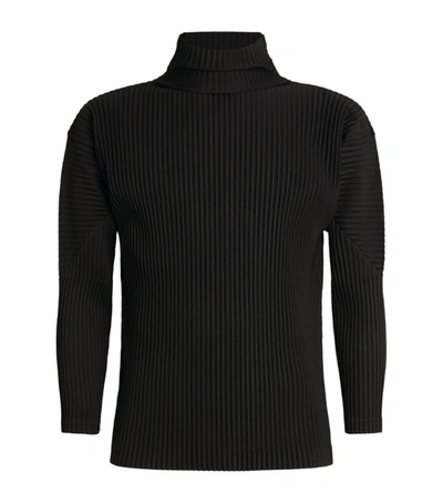 Shop Issey Miyake Pleated Sweatshirt In Black