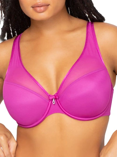 Shop Curvy Couture Sheer Mesh T-shirt Bra In Cosmo Pink
