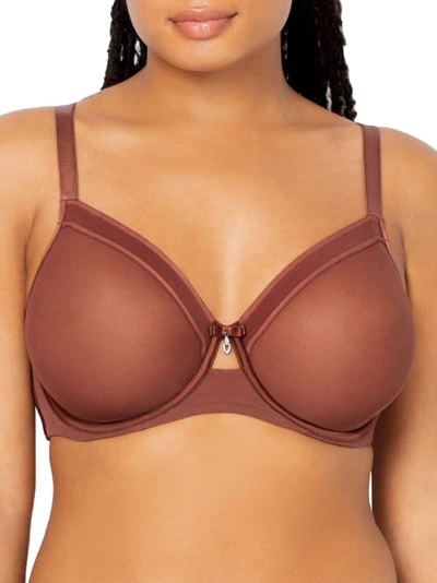 Shop Curvy Couture All You Mesh Bra In Chocolate