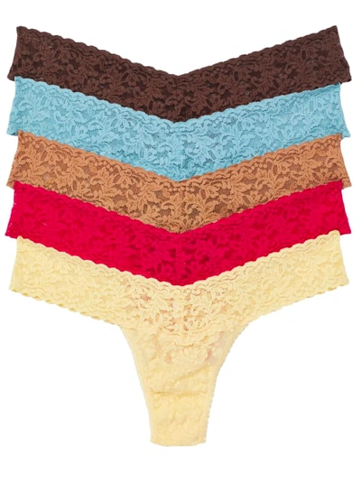 Shop Hanky Panky Signature Lace Low Rise Thong Fashion 5-pack In Classics