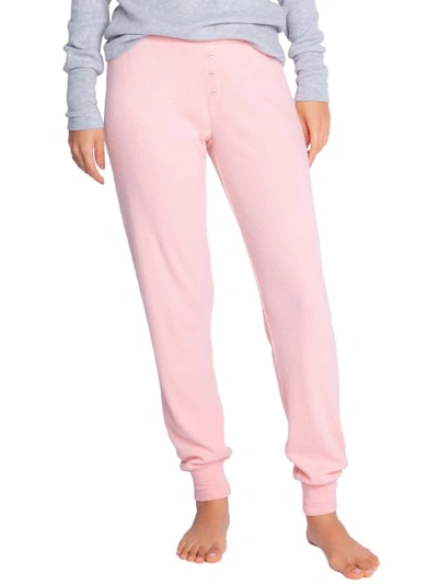 Shop Pj Salvage Textured Essentials Ribbed Knit Joggers In Dusty Rose