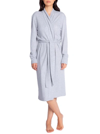 Shop Pj Salvage Textured Essentials Ribbed Knit Robe In Heather Grey