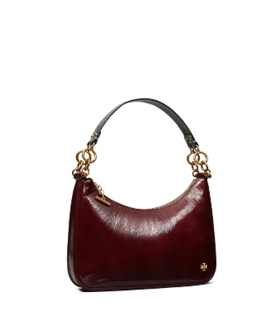 Shop Tory Burch 151 Mercer Patent Crescent Bag In Port