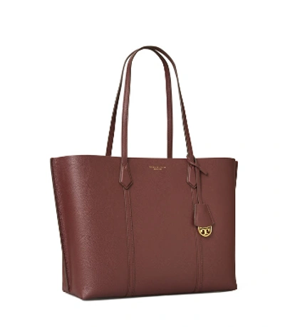 Shop Tory Burch Perry Triple-compartment Tote Bag In Dark Rhubarb